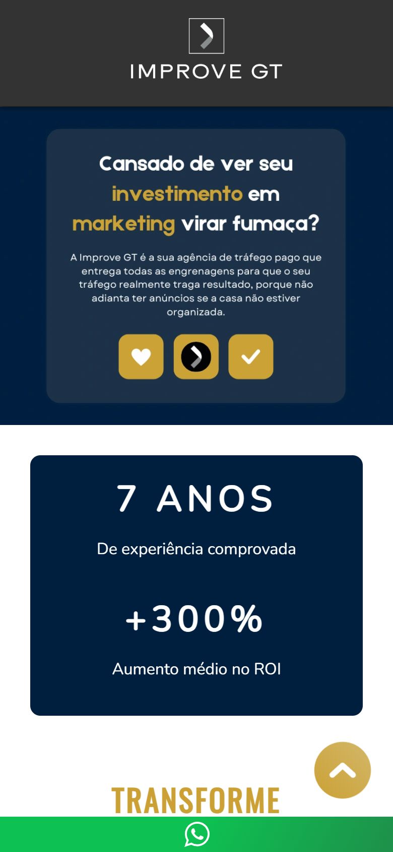 Página da Improve GT no celular